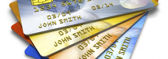 Set of color credit cards